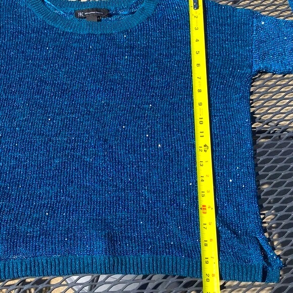 INC International Concepts 3/4 Blue Sleeve Sequin Sweater Size Small - Picture 9 of 11
